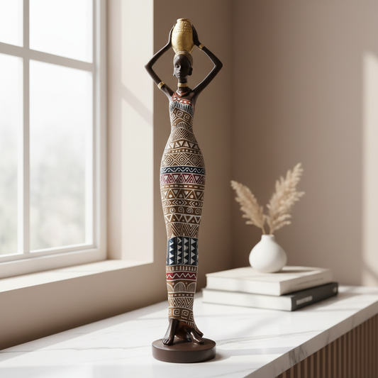 African figurine in luxury interior