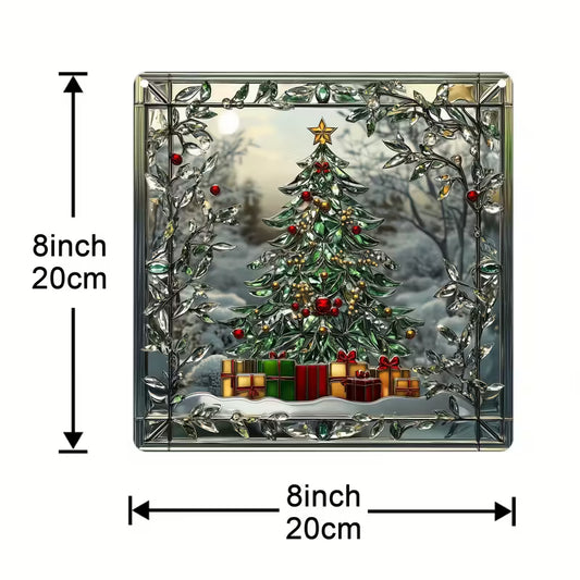 Bontgekleurde Kerstboom Zonvanger – Glas-in-lood Stijl (20 x 20 cm)