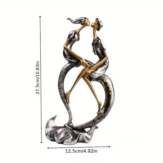 Romantische Koppelsculptuur van Hars – Liefdevol Accent voor Thuis