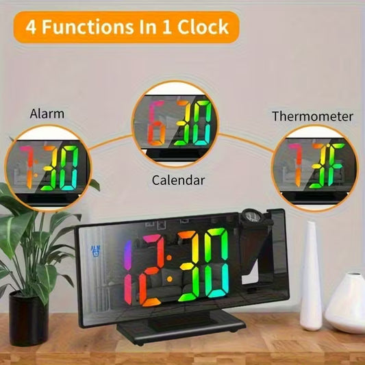 Projectie Wekker met Spiegel & LED Display – Digitale Wekker met Nachtmodus en Temperatuur