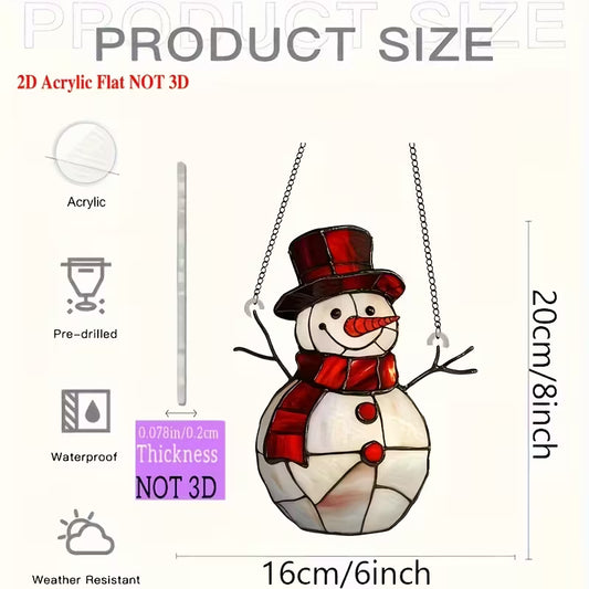 Charmante Rode Sneeuwpop Zonvanger – Acryl Raamhanger (15 x 20 cm)