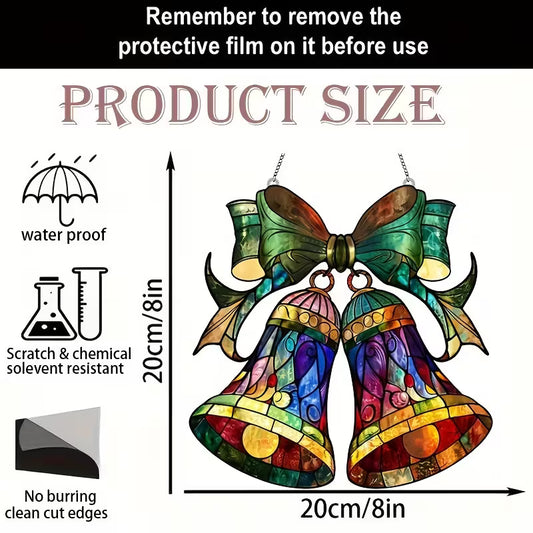Kleurrijke Kerstbel Zonvanger – Acryl Raamhanger (20 x 20 cm)