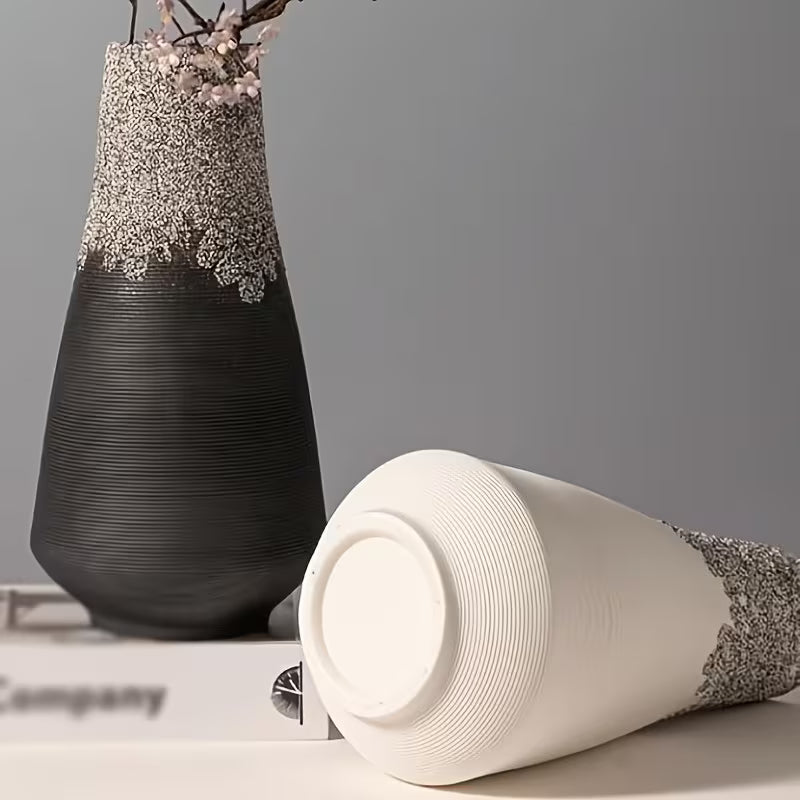Luxe Gradiënt Keramische Vaas - Handgemaakt Zwart-Wit Design