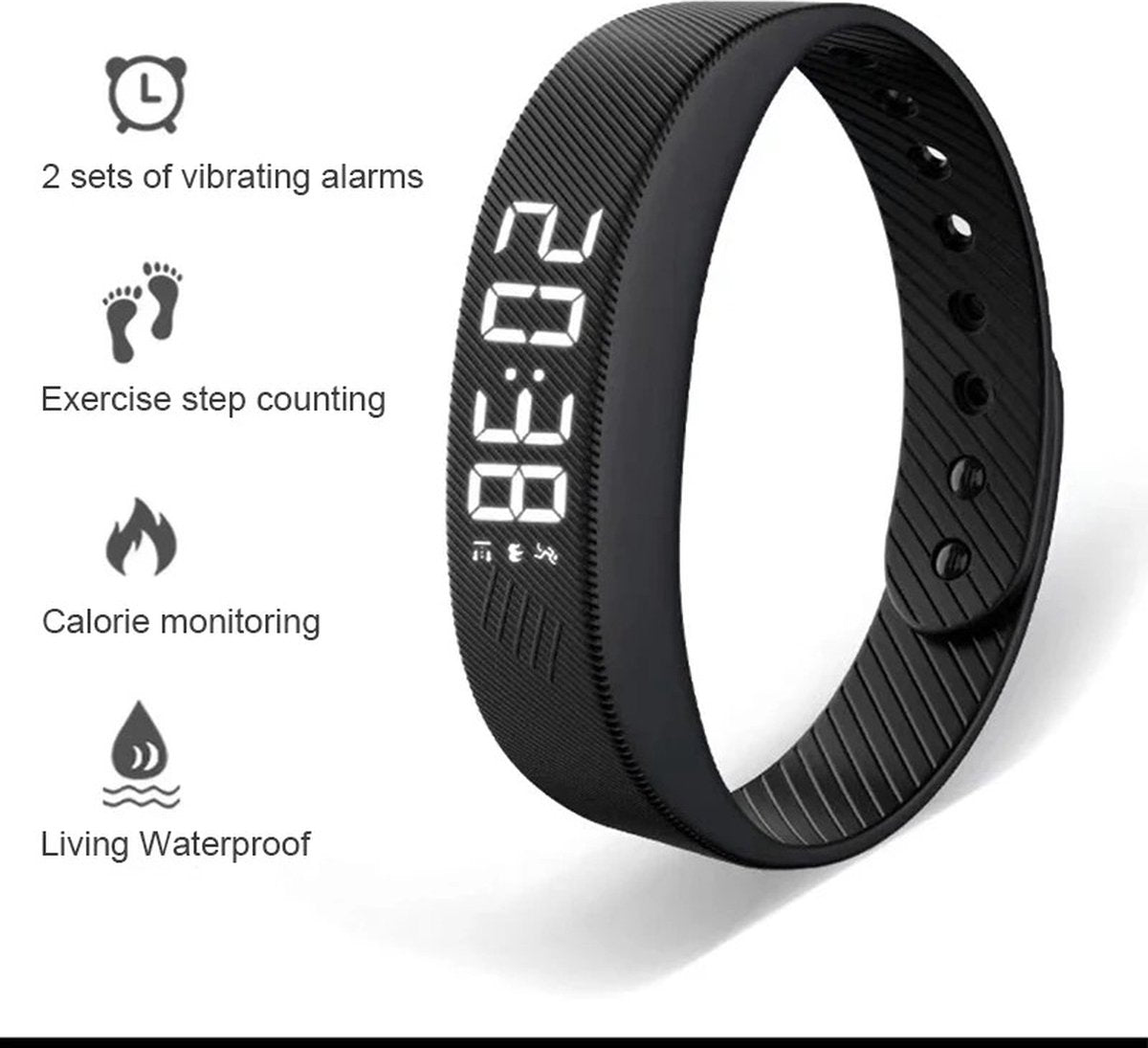 Trilalarm herinnering klok, persoonlijke alarmen of pil herinneringen per dag, trilwekker armband, tot 15 persoonlijke alarmen