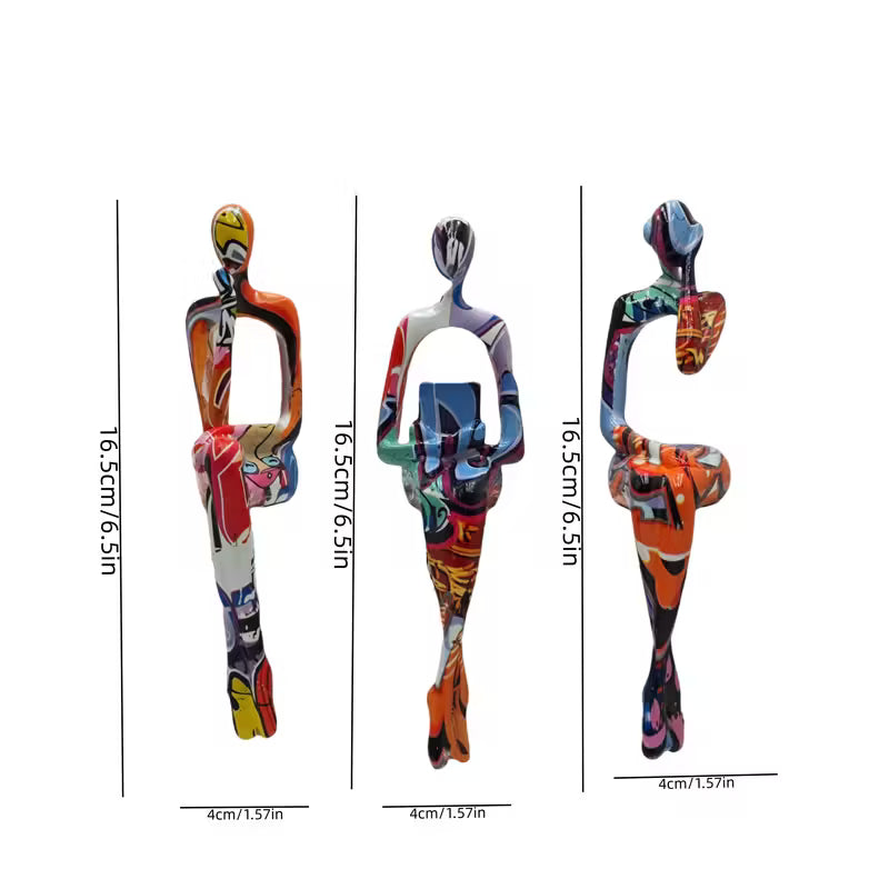 Set van 3 Abstracte Harsbeelden – Moderne Symbolische Home-Decoratie