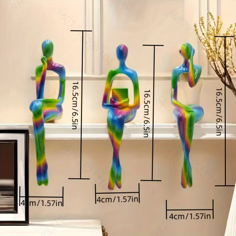 Set van 3 Abstracte Harsbeelden – Moderne Symbolische Home-Decoratie