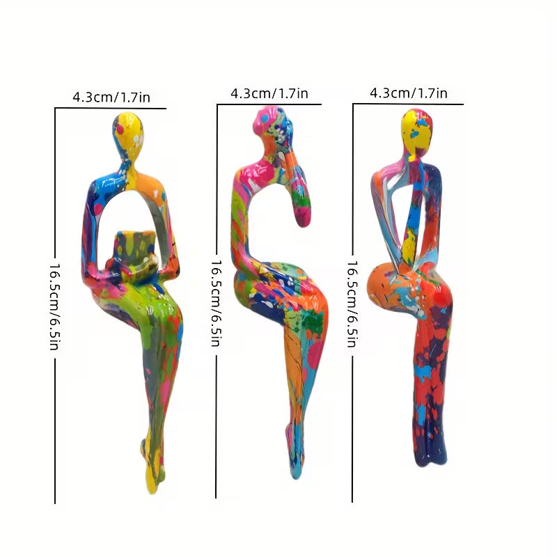 Set van 3 Abstracte Harsbeelden – Moderne Symbolische Home-Decoratie