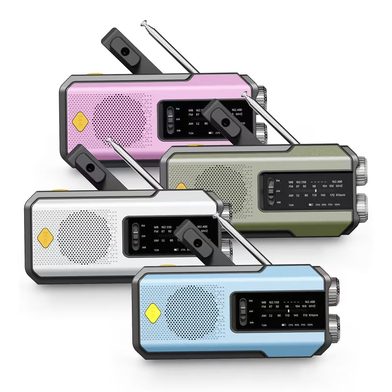 Noodradio met Zonnepaneel, Handcrank & Powerbank – AM/FM Noodradio met Zaklamp