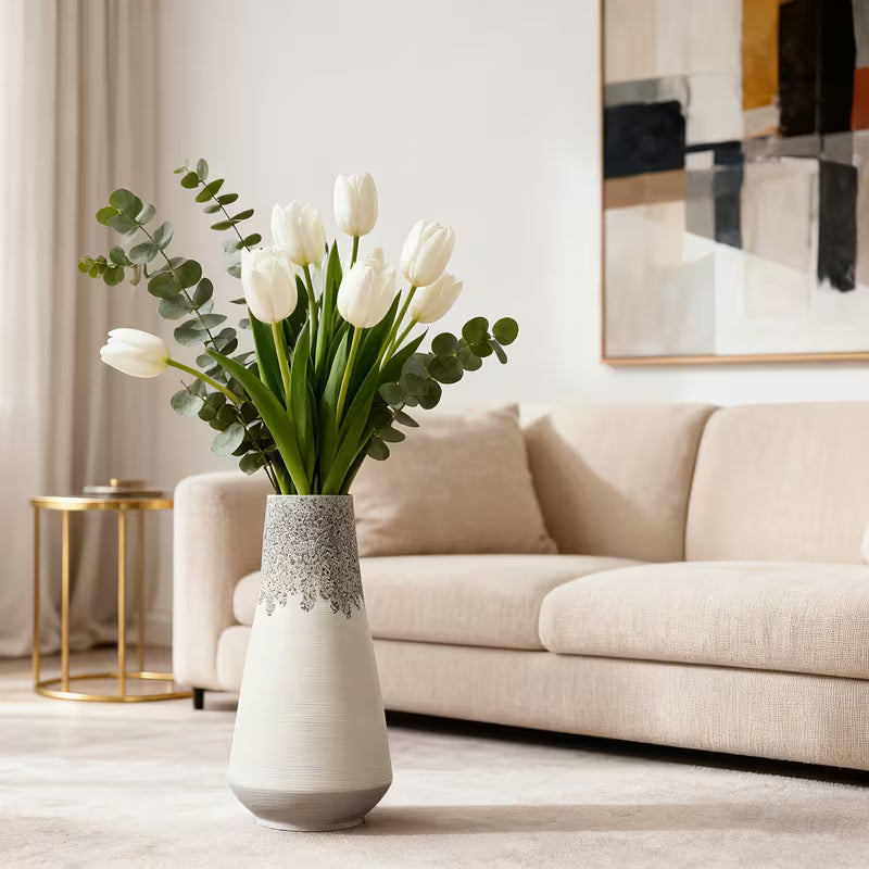 Luxe Gradiënt Keramische Vaas - Handgemaakt Zwart-Wit Design