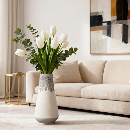 Luxe Gradiënt Keramische Vaas - Handgemaakt Zwart-Wit Design