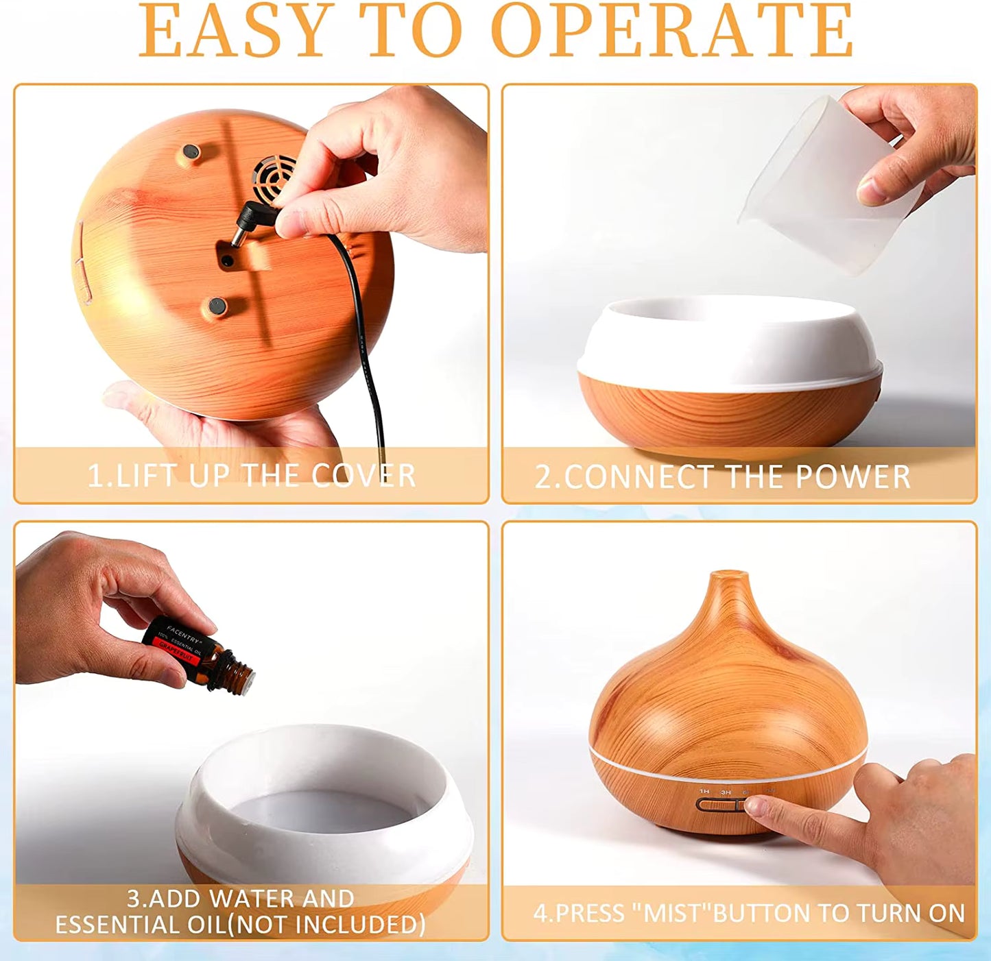 🌿 AeroGlow™ – 6-in-1 Aroma Diffuser, nachtlampje & Luchtbevochtiger (500ml)
