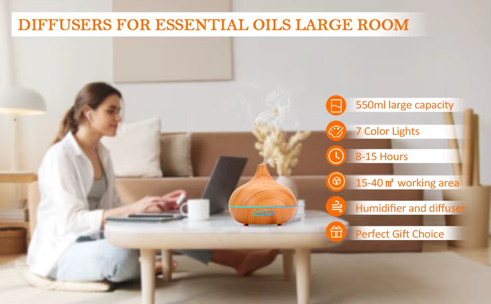 🌿 AeroGlow™ – 6-in-1 Aroma Diffuser, nachtlampje & Luchtbevochtiger (500ml)