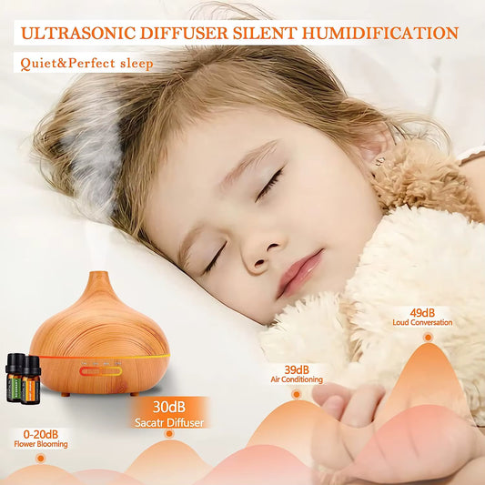 🌿 AeroGlow™ – 6-in-1 Aroma Diffuser, nachtlampje & Luchtbevochtiger (500ml)