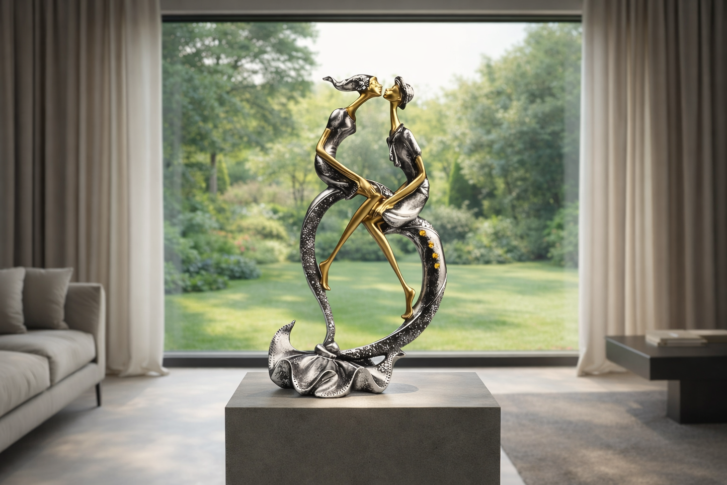 Romantische Koppelsculptuur van Hars – Liefdevol Accent voor Thuis