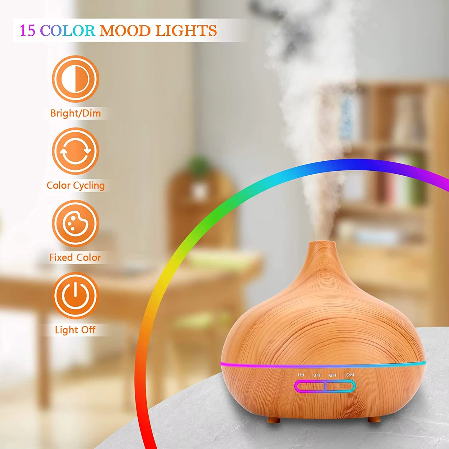 🌿 AeroGlow™ – 6-in-1 Aroma Diffuser, nachtlampje & Luchtbevochtiger (500ml)