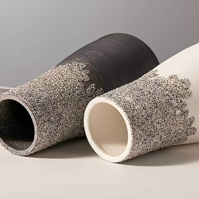 Luxe Gradiënt Keramische Vaas - Handgemaakt Zwart-Wit Design