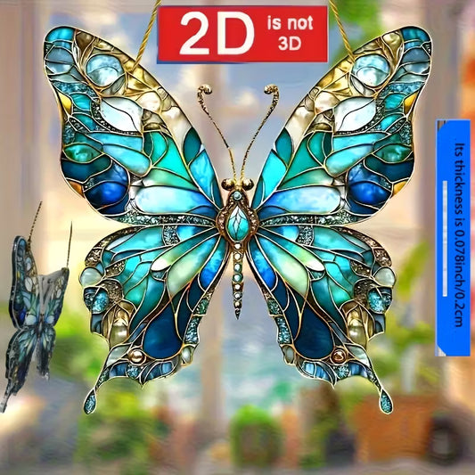 Vlinder Zonvanger – Handgemaakt Acryl Glas-in-lood Stijl Ornament