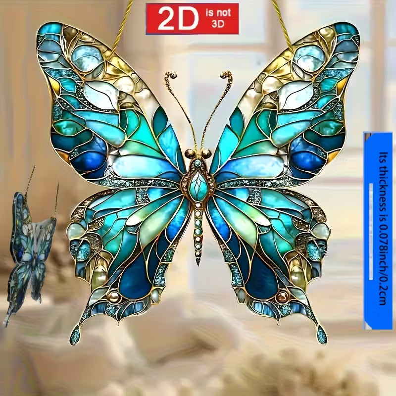Vlinder Zonvanger – Handgemaakt Acryl Glas-in-lood Stijl Ornament