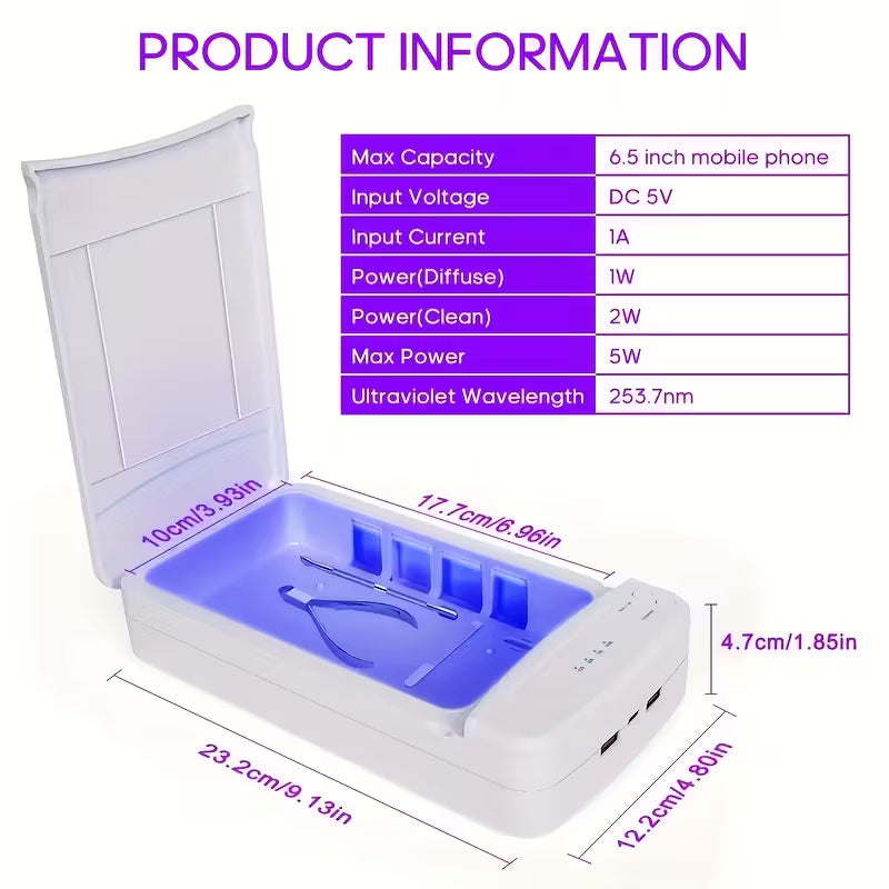 PureNail BlueBox – Compacte UV  Gereedschap Sterilisator met USB oplader