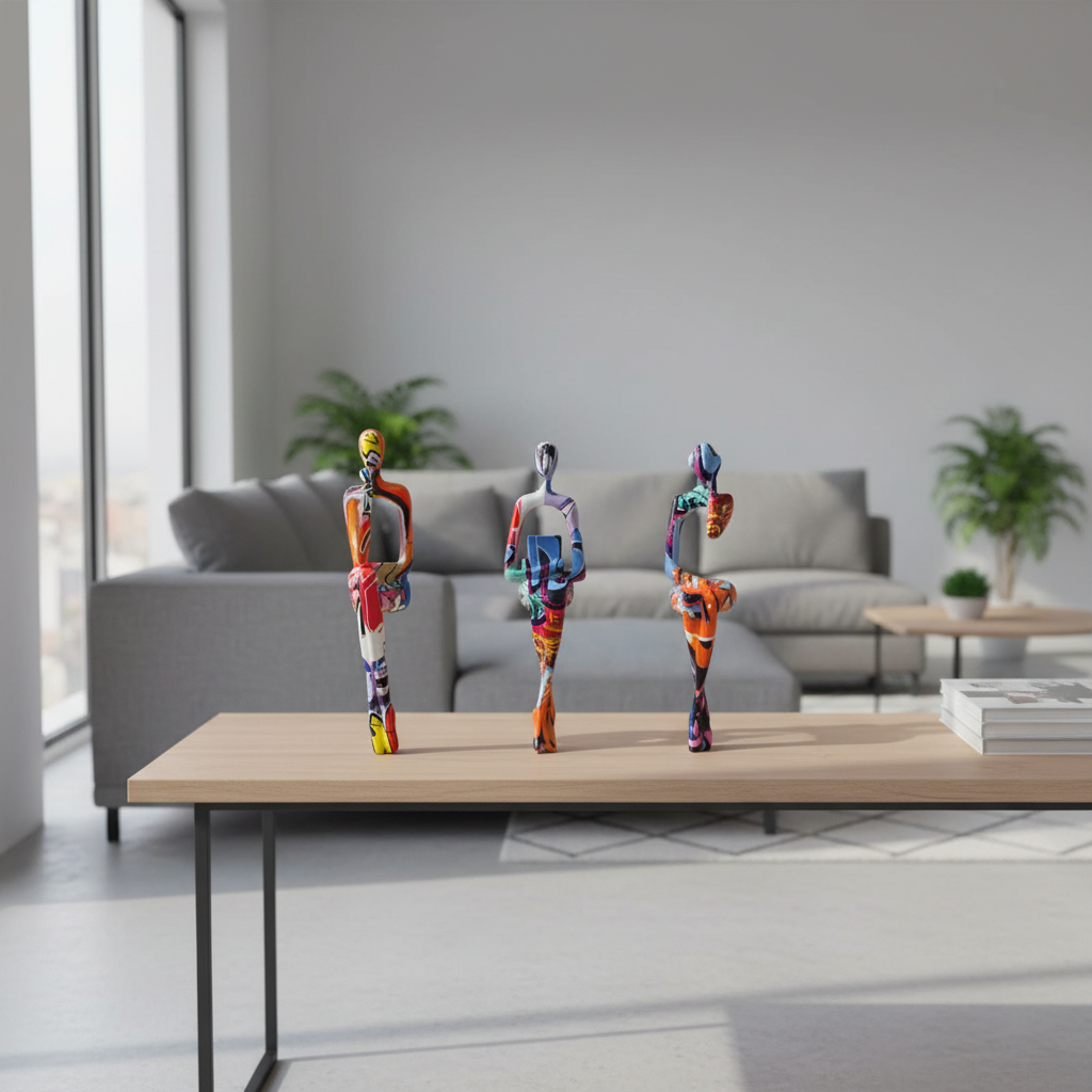 Graffiti beeldjes in modern interieur