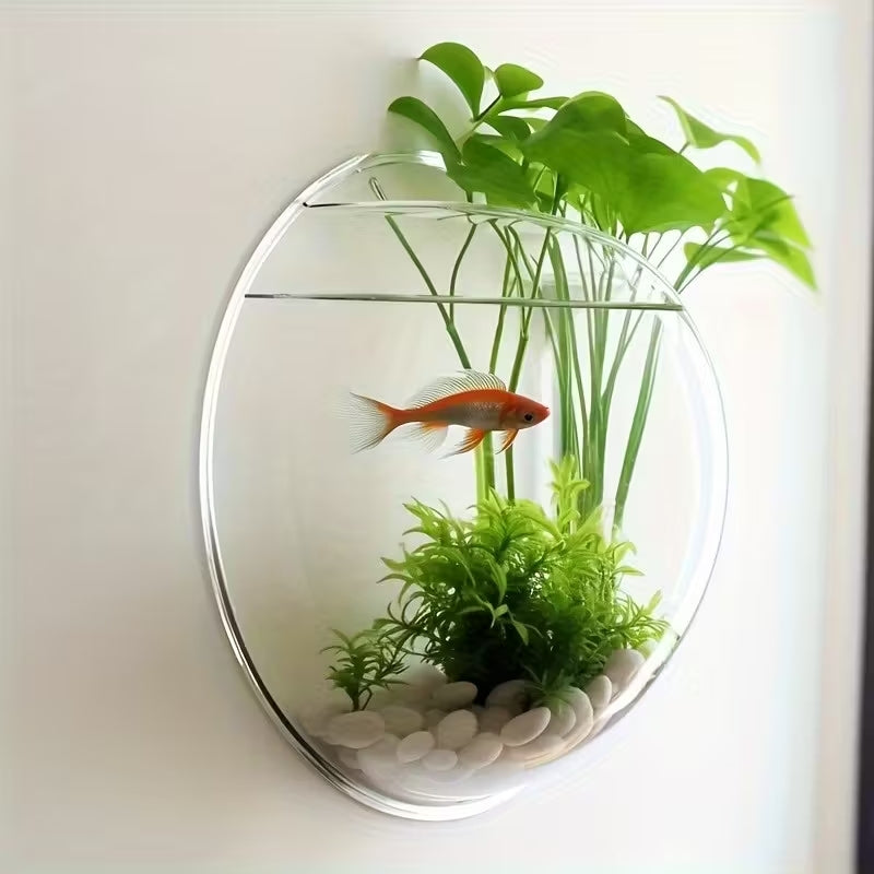 Set van 2 Hangende Aquarium Vazen – 15cm Acryl Wanddecoratie voor Waterplanten & Vissen