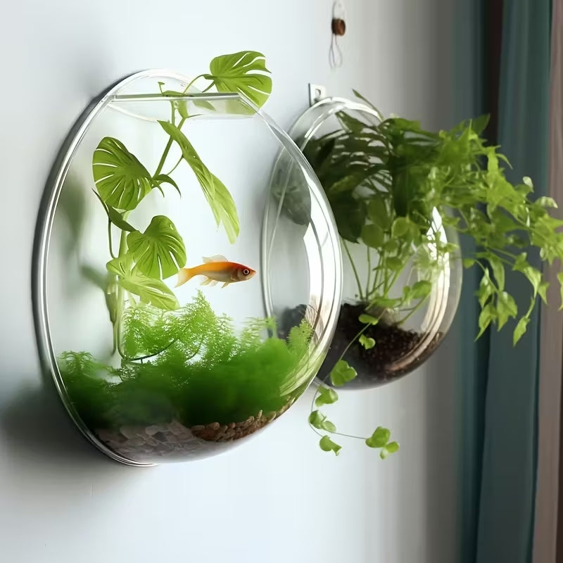 Set van 2 Hangende Aquarium Vazen – 15cm Acryl Wanddecoratie voor Waterplanten & Vissen