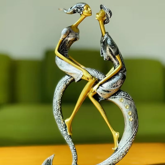 Romantische Koppelsculptuur van Hars – Liefdevol Accent voor Thuis