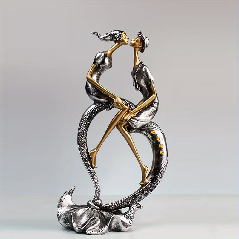 Romantische Koppelsculptuur van Hars – Liefdevol Accent voor Thuis