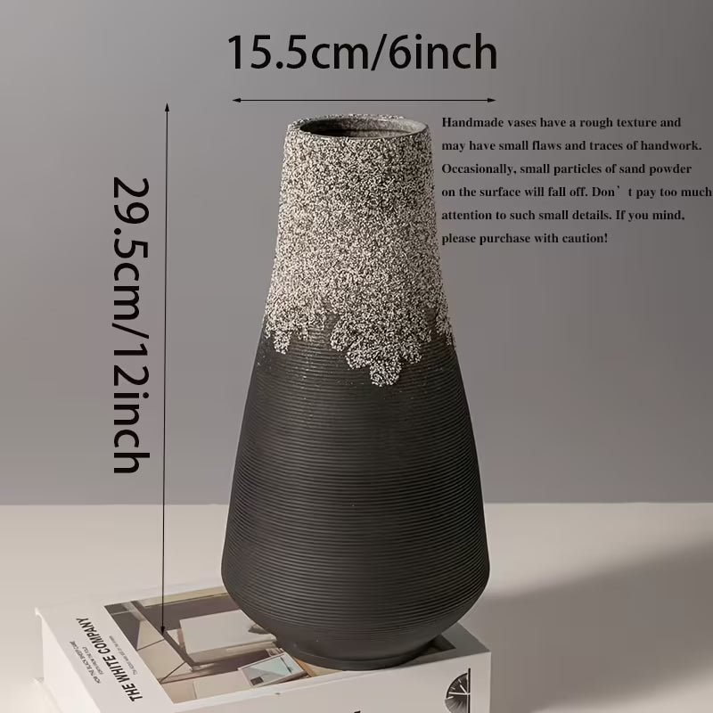 Luxe Gradiënt Keramische Vaas - Handgemaakt Zwart-Wit Design