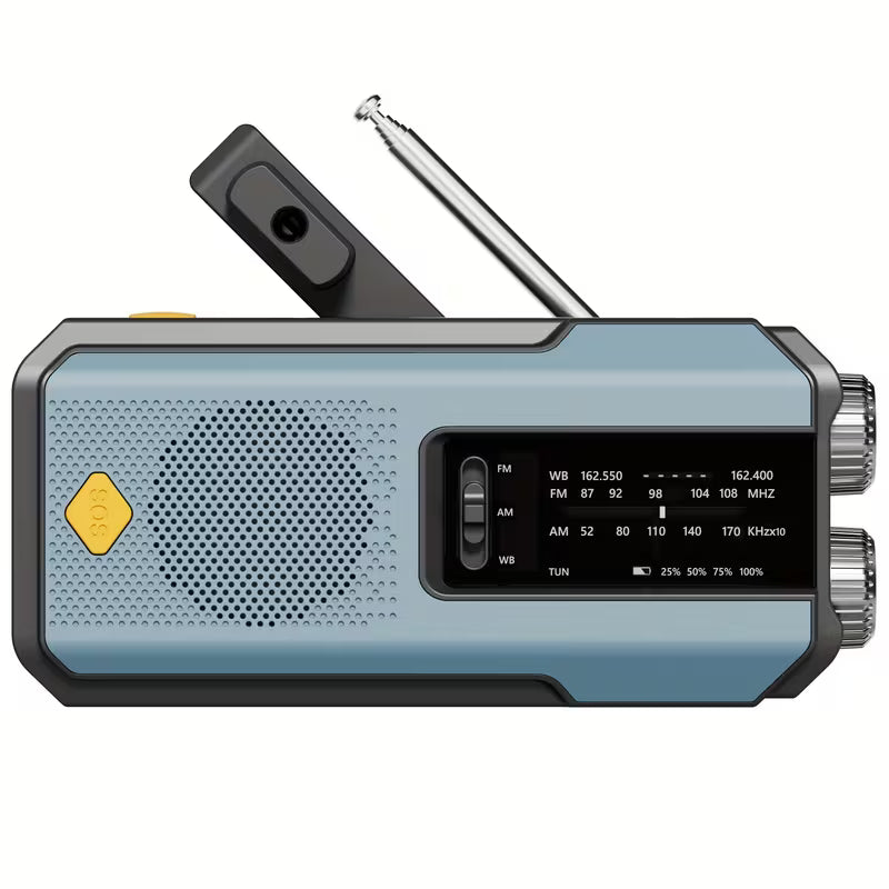 Noodradio met Zonnepaneel, Handcrank & Powerbank – AM/FM Noodradio met Zaklamp