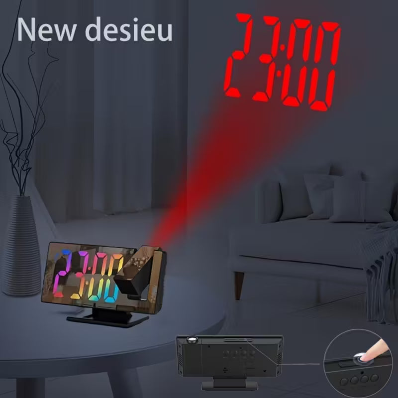 Projectie Wekker met Spiegel & LED Display – Digitale Wekker met Nachtmodus en Temperatuur