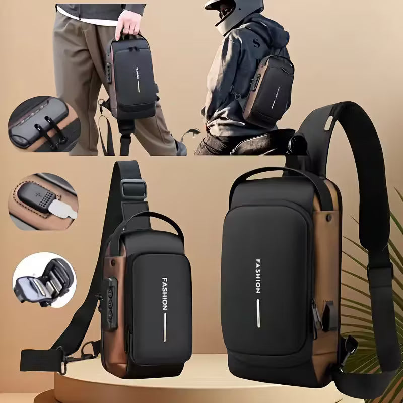 Fietsrugzak voor Fatbike & Fietsers – Diefstalbestendige Slingtas met Combinatieslot en Verstelbare Band