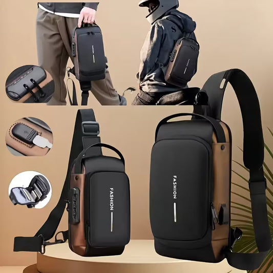 Fietsrugzak voor Fatbike & Fietsers – Diefstalbestendige Slingtas met Combinatieslot en Verstelbare Band