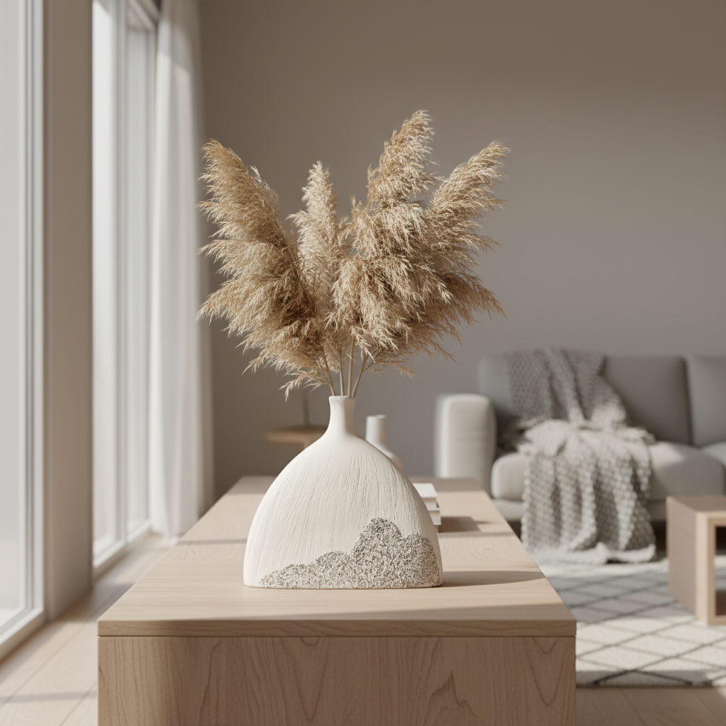 Scandinavische vaas in woonkamer interieur