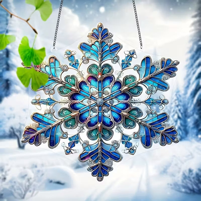 Luxueuze Sneeuwvlok Zonvanger – Acryl Glas-in-lood Stijl (20 cm)