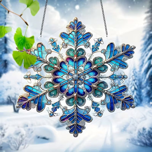 Luxueuze Sneeuwvlok Zonvanger – Acryl Glas-in-lood Stijl (20 cm)