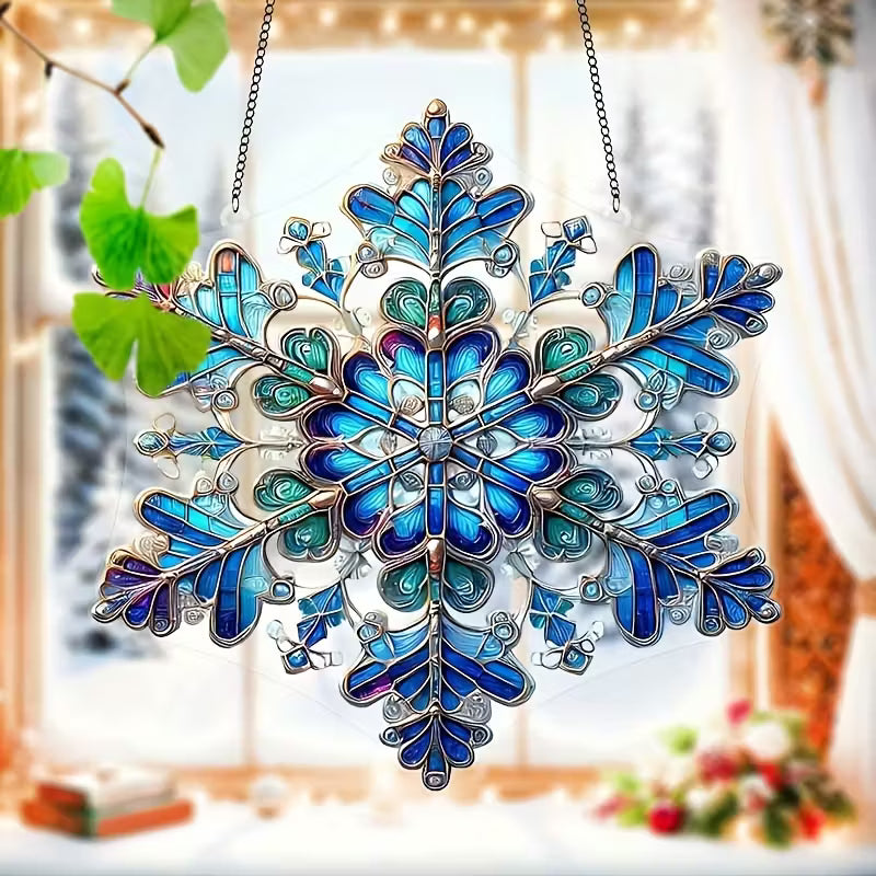 Luxueuze Sneeuwvlok Zonvanger – Acryl Glas-in-lood Stijl (20 cm)