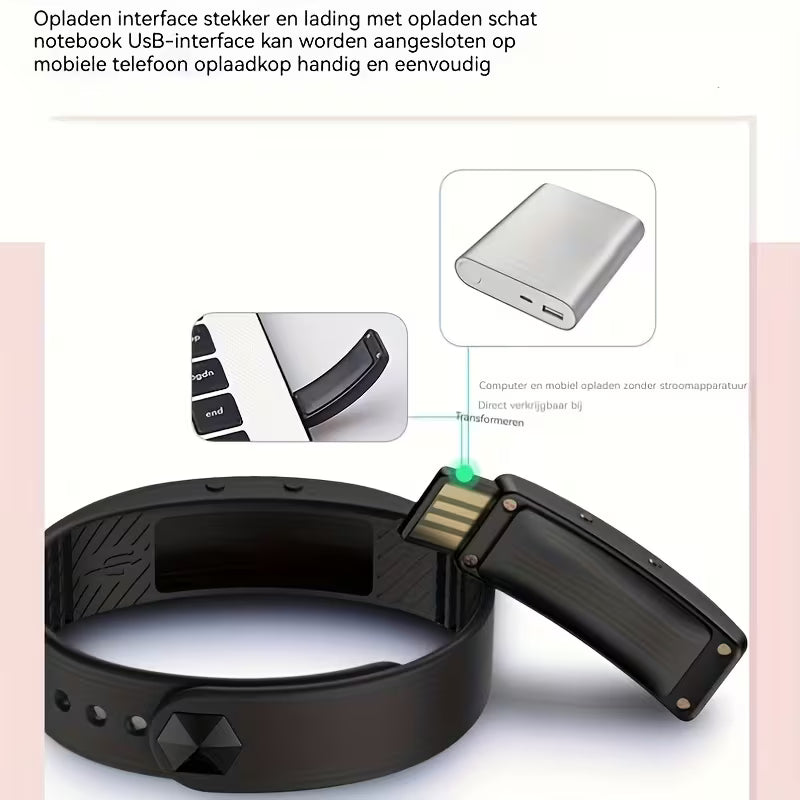 Trilalarm herinnering klok, persoonlijke alarmen of pil herinneringen per dag, trilwekker armband, tot 15 persoonlijke alarmen